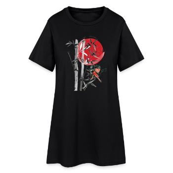 Rangée de bambou dans la lune rouge - Robe T-shirt Femme - noir - Devant