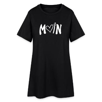 Moin weiß Herz Anker - Frauen T-Shirt-Kleid - Schwarz - Vorne
