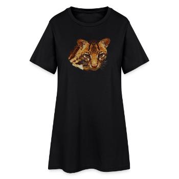 Tête D’ocelot, Grand Chat, Visages D’animaux - Robe T-shirt Femme - noir - Devant