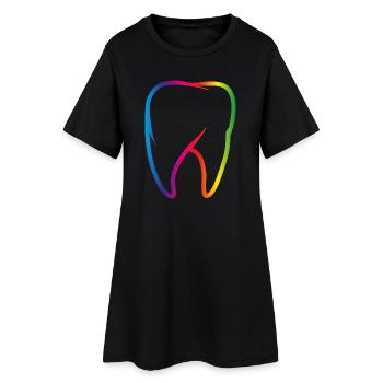 leuchtend bunter Regenbogen Zahn - Frauen T-Shirt-Kleid - Schwarz - Vorne
