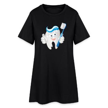 Dent blanche rayonnante avec du dentifrice en bande dessinée - Robe T-shirt Femme - noir - Devant