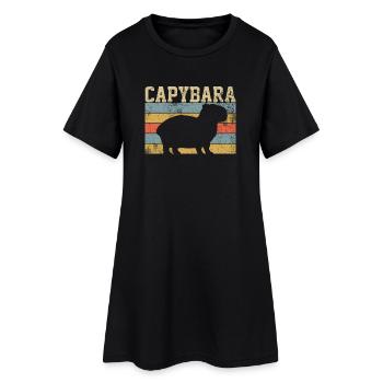 Capybara rongeur rétro vintage - Robe T-shirt Femme - noir - Devant