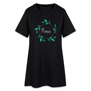 PEACE. PAIX. LIBERTÉ. EGALITE. FRATERNITE. BONHEUR - Robe T-shirt Femme - noir - Devant