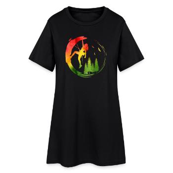 Aventure forestière grimpeuse féminine aquarelle - Robe T-shirt Femme - noir - Devant
