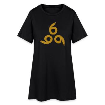 666 Gold - Frauen T-Shirt-Kleid - Schwarz - Vorne