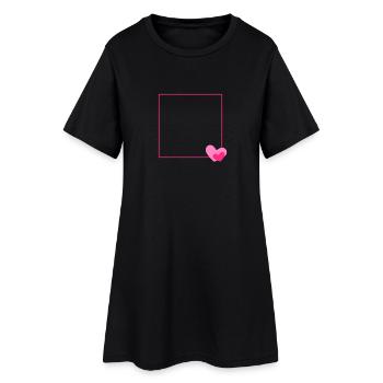 Heart Frame Ornament Line Customizable - Women’s T-Shirt Dress - black - Front