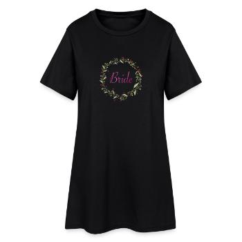 Lettrage rose couronne de mariée - Robe T-shirt Femme - noir - Devant
