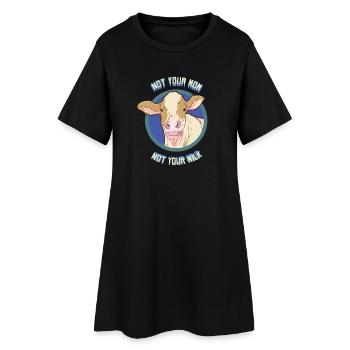 Lait de vache Produits laitiers Vegan - Robe T-shirt Femme - noir - Devant