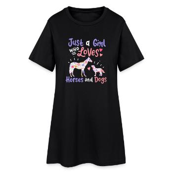 Cheval Chien Amoureux des chevaux Amoureux des chiens - Robe T-shirt Femme - noir - Devant
