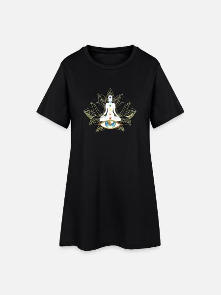 Chakras et Œil: Méditation Dorée - Robe T-shirt Femme - noir