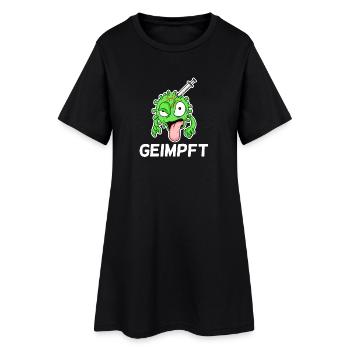 Geimpft - Frauen T-Shirt-Kleid - Schwarz - Vorne