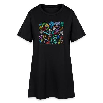 École Apprentissage Des timbales Début de l’école - Robe T-shirt Femme - noir - Devant