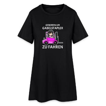 Staplerfahrer Damen Gabelstapler Stapler - Frauen T-Shirt-Kleid - Schwarz - Vorne