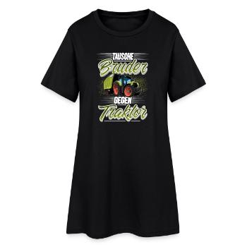 Tausche Bruder Gegen Traktor - Frauen T-Shirt-Kleid - Schwarz - Vorne