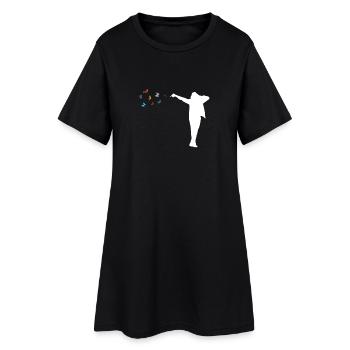 Musique pop, danse, papillons dans le ventre, fête dansante colorée - Robe T-shirt Femme - noir - Devant
