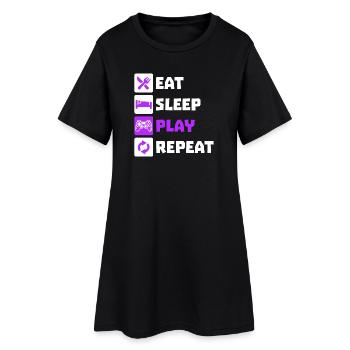 Manger dormir Répétition Gamer Controller Gamer Gamer Gamer - Robe T-shirt Femme - noir - Devant