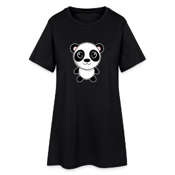 Panda - Frauen T-Shirt-Kleid - Schwarz - Vorne