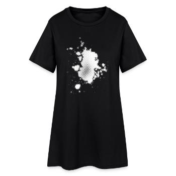 Flash, points fond asymétrique | rastérisé - Robe T-shirt Femme - noir - Devant