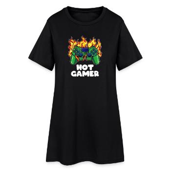 Gamer Zocker Controller - Frauen T-Shirt-Kleid - Schwarz - Vorne
