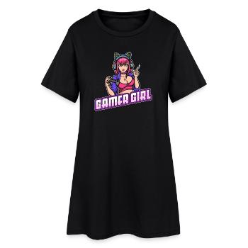 Gamer Reine Headset Headset Contrôleur Joueur - Robe T-shirt Femme - noir - Devant