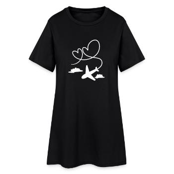 Avion avion avec coeur - Robe T-shirt Femme - noir - Devant