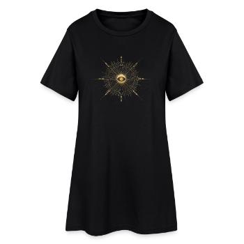 Motif de rayons à l’œil doré - Robe T-shirt Femme - noir - Devant