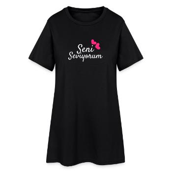 Seni Séviyorum Turc Idée cadeau - Robe T-shirt Femme - noir - Devant