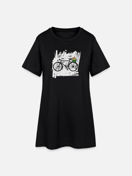 fahrrad blumen radfahrer - Frauen T-Shirt-Kleid - Schwarz