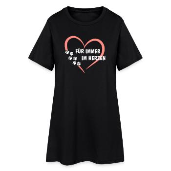 Herzdesign mit Pfoten für Tierliebhaber - Frauen T-Shirt-Kleid - Schwarz - Vorne