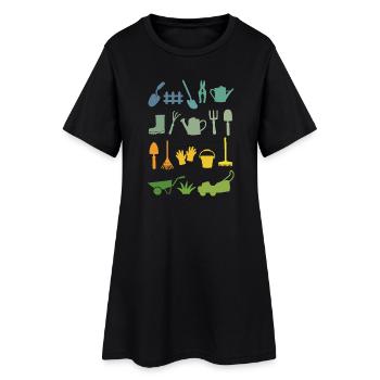Jardin jardin jardinière jardinière - Robe T-shirt Femme - noir - Devant