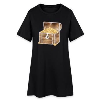 Coffre au trésor en bois rempli de pièces d’or - Robe T-shirt Femme - noir - Devant