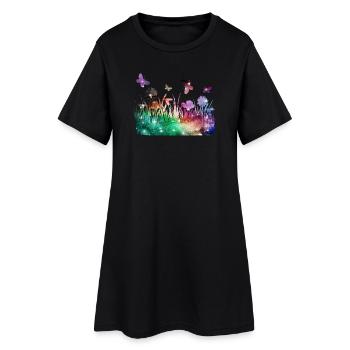 Prairie fleurie galaxie jardin papillons - Robe T-shirt Femme - noir - Devant