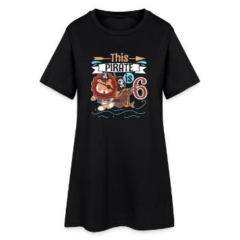 6 ans d’anniversaire d’enfant Lion Pirate - Robe T-shirt Femme - noir - Devant