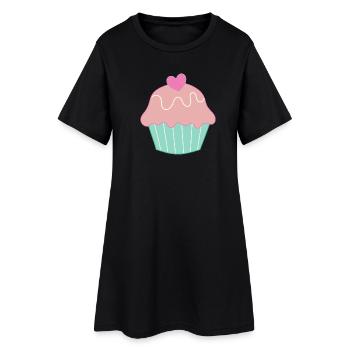cook baking cake cupcake gift mother - Women’s T-Shirt Dress - black - Front