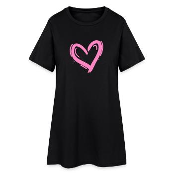 Herz Design Liebe Rosa - Frauen T-Shirt-Kleid - Schwarz - Vorne