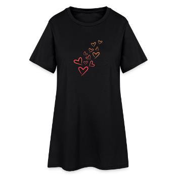 Heart Heart Pattern - Women’s T-Shirt Dress - black - Front