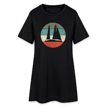 Segelboot - Frauen T-Shirt-Kleid - Schwarz - Vorne