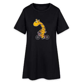 Girafe sur vélo - Robe T-shirt Femme - noir - Devant