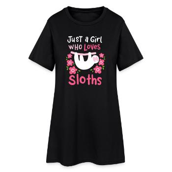 Paresseux Amoureux de la paresse - Robe T-shirt Femme - noir - Devant