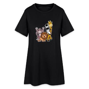 Niedliche Tiere - Frauen T-Shirt-Kleid - Schwarz - Vorne