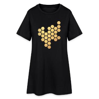 Nid d’abeille or miel motif hexagone abeille apiculteur - Robe T-shirt Femme - noir - Devant