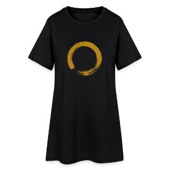 Kreis Gold - Frauen T-Shirt-Kleid - Schwarz - Vorne