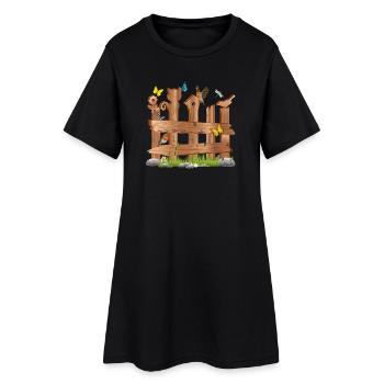 belle décoration lattes en bois clôture avec des figurines & formes - Robe T-shirt Femme - noir - Devant