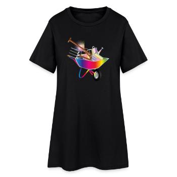 Outils de jardinage colorés dans une brouette - Robe T-shirt Femme - noir - Devant