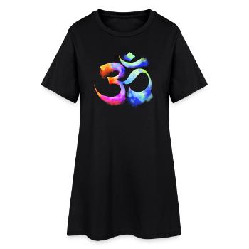 Om arcenciel aquarelle - Robe T-shirt Femme - noir - Devant