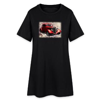 Ancienne voiture de rêve américaine nostalgique - Robe T-shirt Femme - noir - Devant