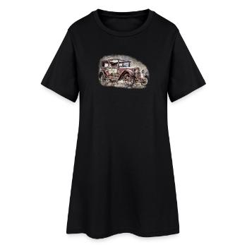 Ancienne voiture de rêve américaine nostalgique - Robe T-shirt Femme - noir - Devant