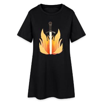 Épée longue avec motif de flamme, motifs de feu - Robe T-shirt Femme - noir - Devant