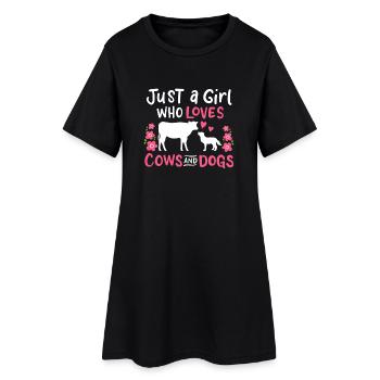 Chien de vache vaches et chiens - Robe T-shirt Femme - noir - Devant