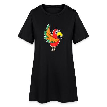 Papagei - Frauen T-Shirt-Kleid - Schwarz - Vorne